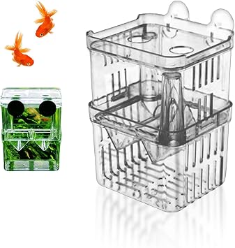 Breeding Box for Fish Tank, Aquarium Hatchery Incubator Breeder Box for Small Fish Shrimp, Transparent Plastic Fish-Breeding-Box, 8x7x11cmCOLORTransparent