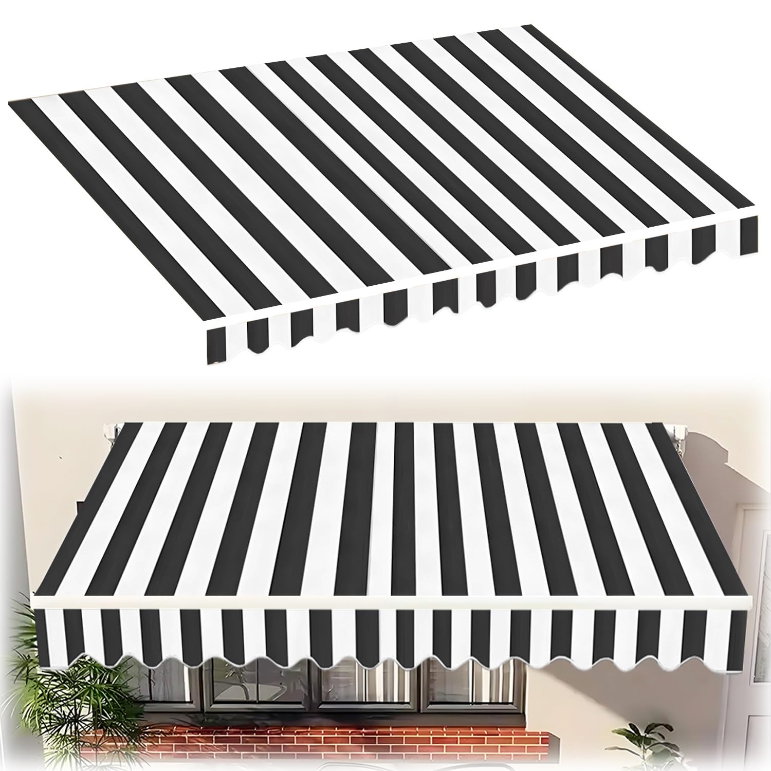 Genérico Tela De Repuesto para Toldo Retráctil De Balcón, 1.5/2/2.5/3/3.5/4.0m Lona De Repuesto para Exterior Tela De Toldo Impermeable, Sin Marco, Techo De Repuesto para Terraza Jardín(Negro)