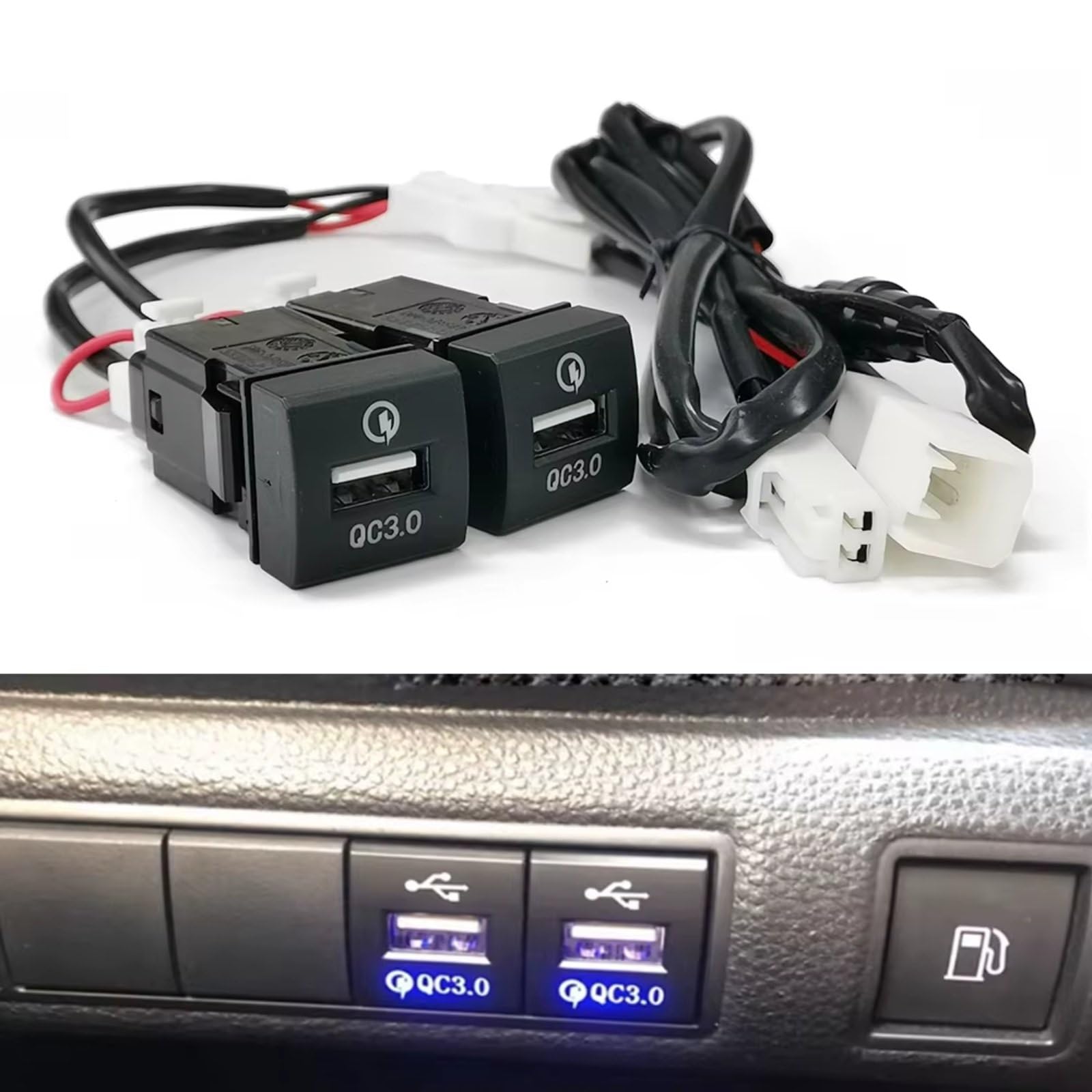 USB Port Center Kompatibel Mit Toyota Für Prado Für Rav4 2018-2022 Auto Dual Für Ladegerät QC3.0 Telefon Lade Interface Buchse Kompatibel USB-Ladeanschluss