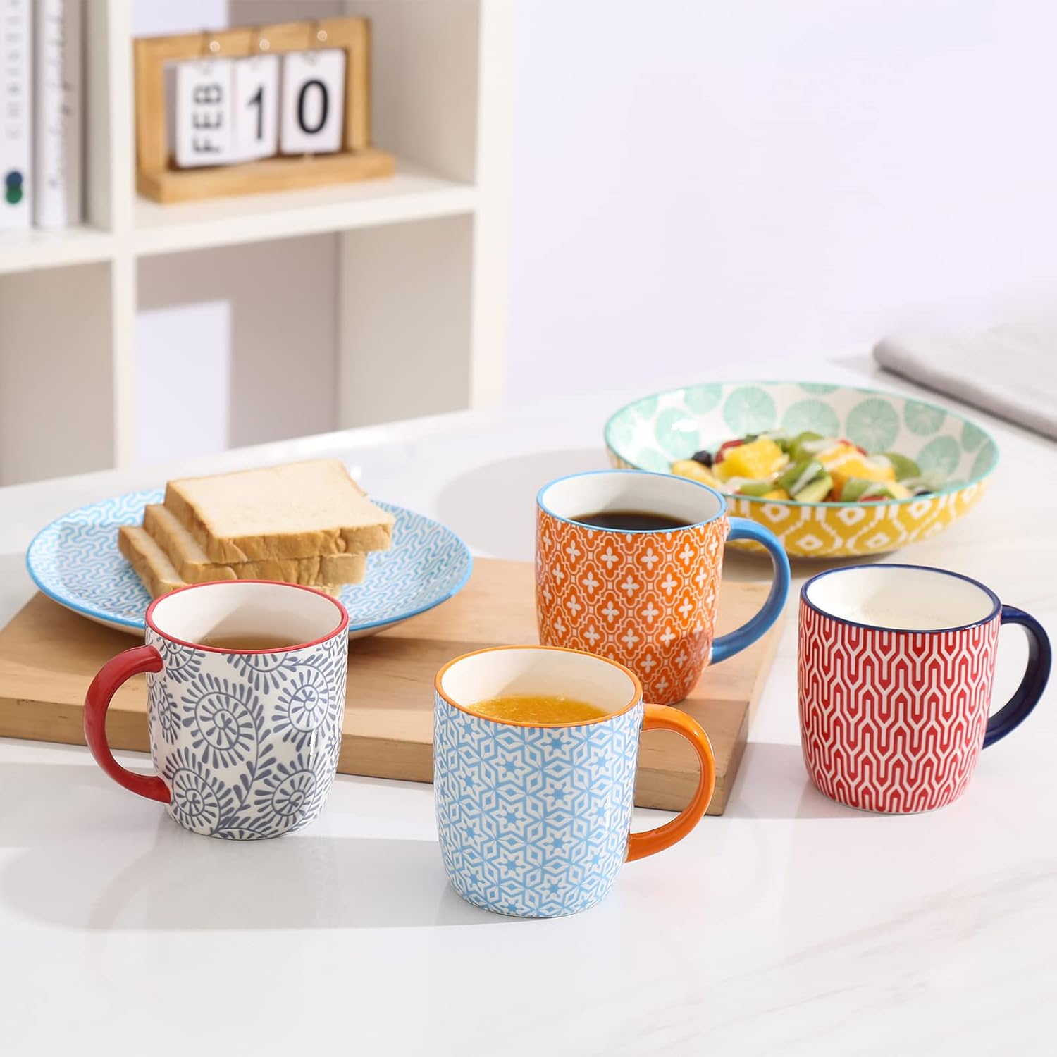 Amazon.com | Selamica 10 oz Coffee Mugs Set of 6 with Handle, Coffee Cups  Ceramic for Cappuccino Latte Cocoa Milk Tea, Dishwasher Microwave Safe,  Vintage Blue: Coffee Cups & Mugs