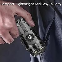 Vista 4 de Mini Flashlight, German Mini Flash Super Power Flashlight, Flashlights High Lumens Rechargeable, Waterproof Handheld Spot Light (Black+Silver)