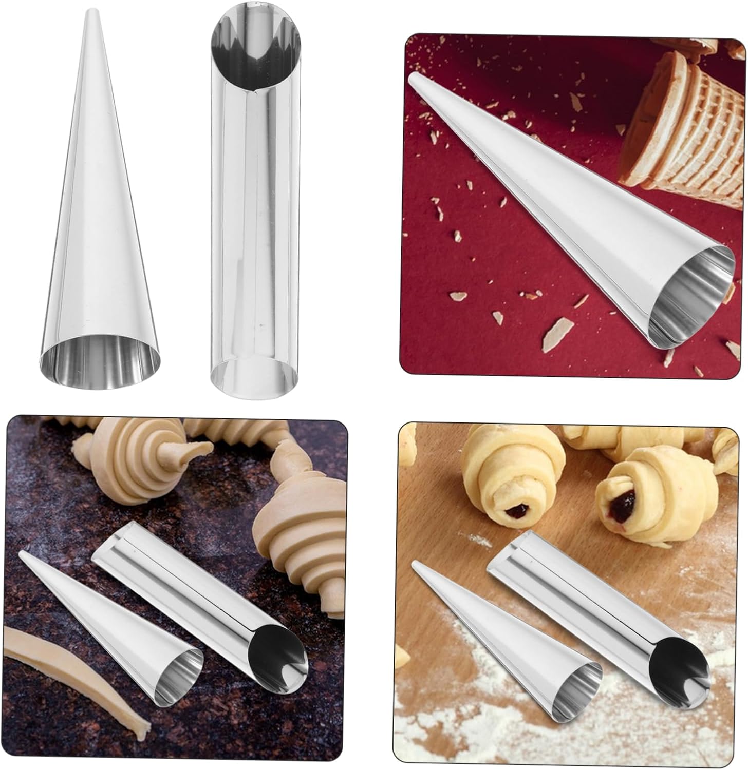20pcs Baking Tools Bread Making Tools Steel Baking Mold Potato Rods Croissant Form Molds for Bread Metal Pastry Croissant Silver Stainless Steel