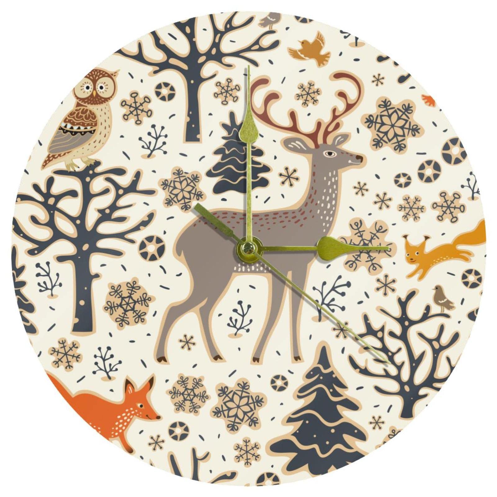 Horloge silencieuse animaux de Noël 24 cm pour bien dormir