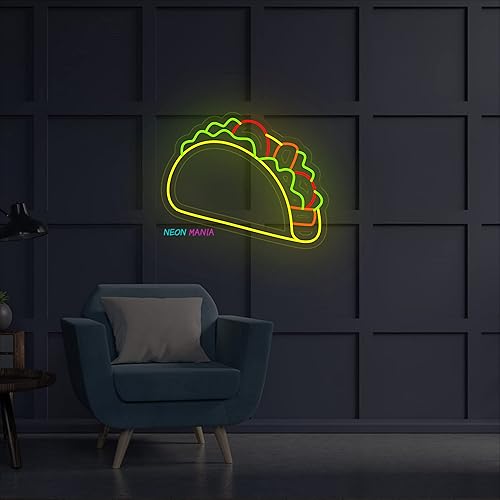 Miniatura 2 de Taco neon sign, tacos led light, mexican neon lights, mexican food led sign (40, Yellow)