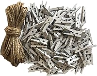 Vista 14 de Pequeño pin de ropa para manualidades, decoración de árbol de Navidad, clips con cordel de yute, paquete de 100
