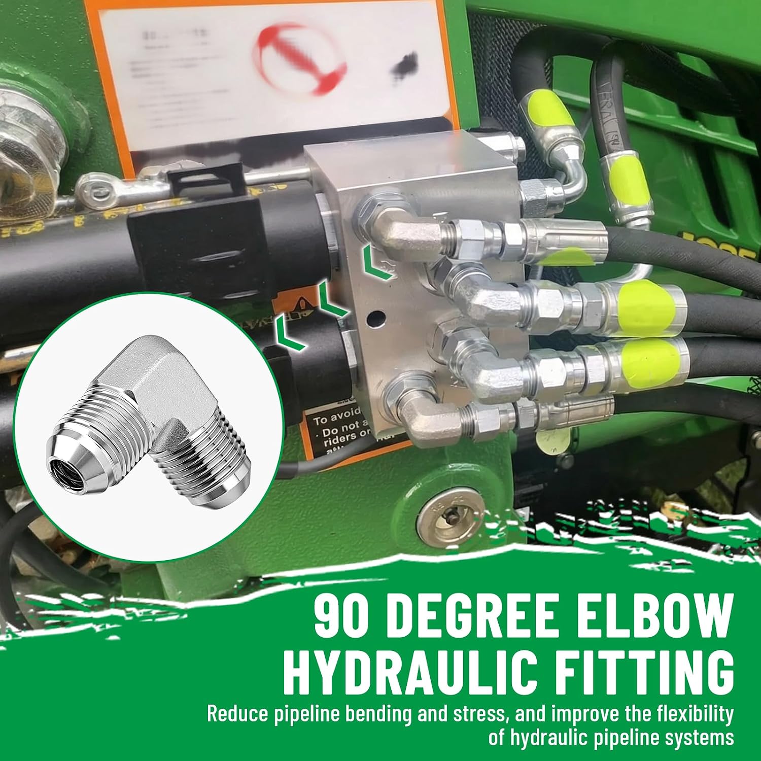 5 Pack 90 Degree Elbow JIC 37° Hydraulic Fittings: 1/2" JIC Male x 1/2" JIC Male, with Protection Cover Hydraulic Hose Crimp Adapter