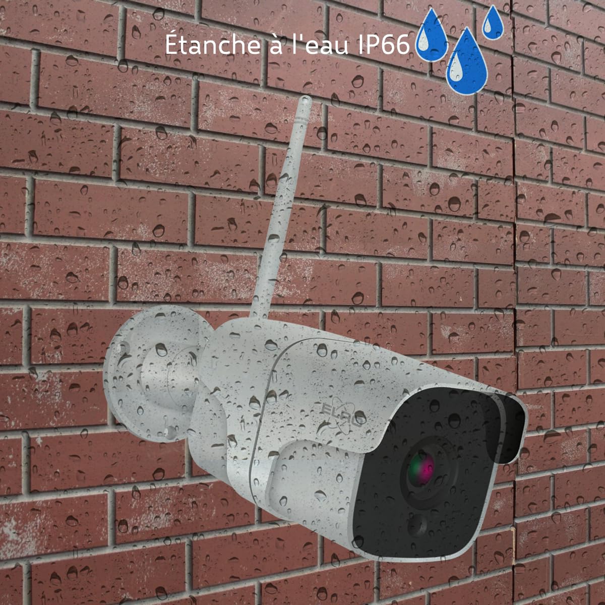 ELRO CO7000 Caméra de sécurité extérieure WiFi IP avec détecteur de Mouvement et Vision Nocturne - Caméra de Surveillance Full HD 1080P - Étanche IP66