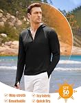 COOFANDY Zip complet pour hommes UPF 50+ Veste légère à capuche protection solaire Refroidissement manches longues chemises avec poches