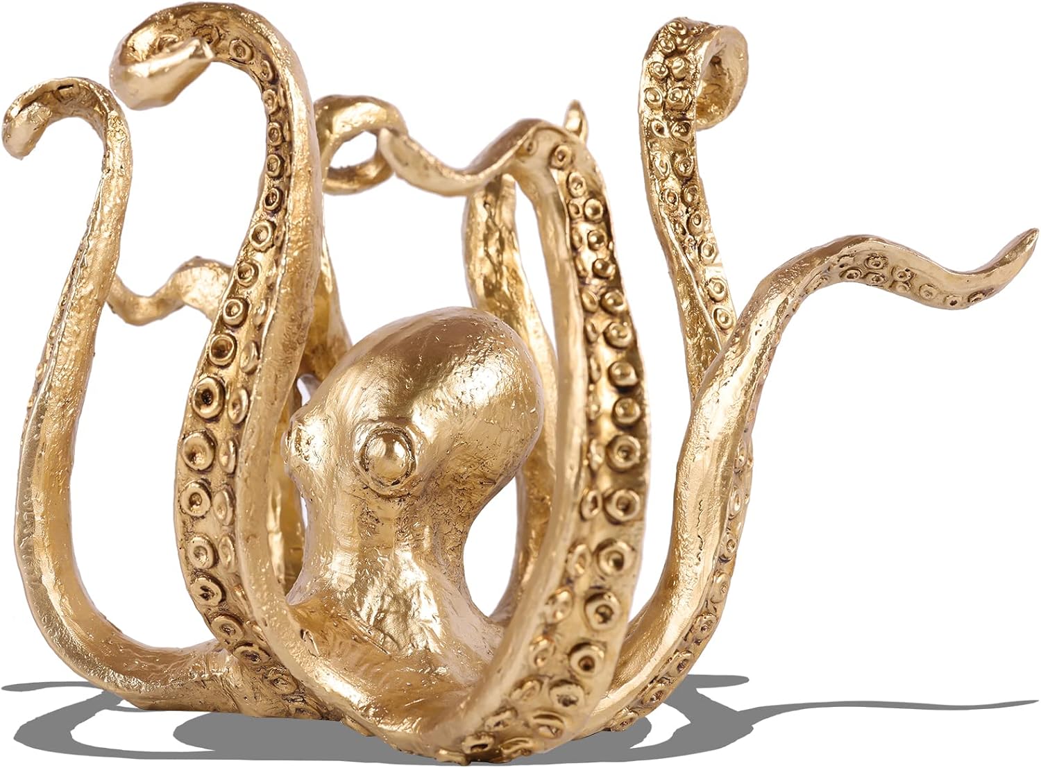 LCCCK 10" L Octopus Mug Holder Art Statue Home Decor, Resin Octopus Cup Holder Gold Sculpture, Countertop Octopus Decor, for Kitchen Dining Room Coffee Table Party Centerpieces