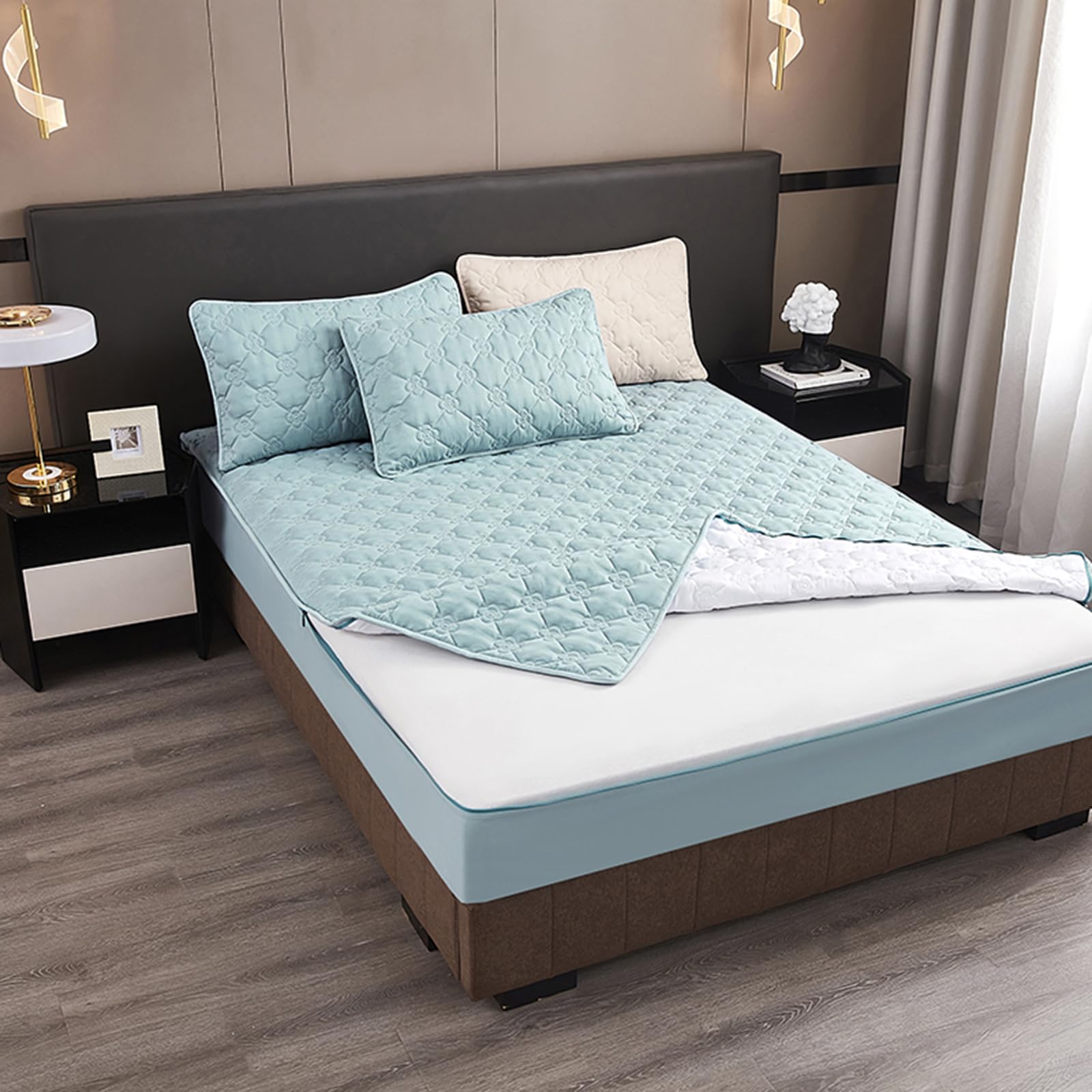 Housse Integrale Matelas Housse de Matelas avec Fermeture éclair 140x190 Personnalisable Housse Protection Matelas Déménagement Surmatelas Matelassé Respirante Protège/Couvre Matelas(200X220+23cm,B)
