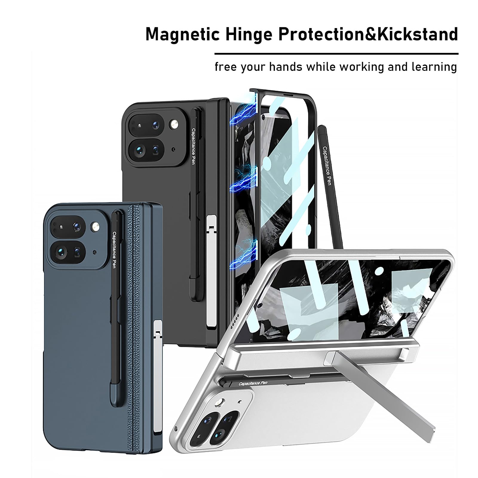 Schutzhülle Für Google Pixel 9 Pro Fold – Klapphülle Mit Magnetischem Scharnierschutz & Displayschutz | PU-Leder Mit Integriertem Ständer