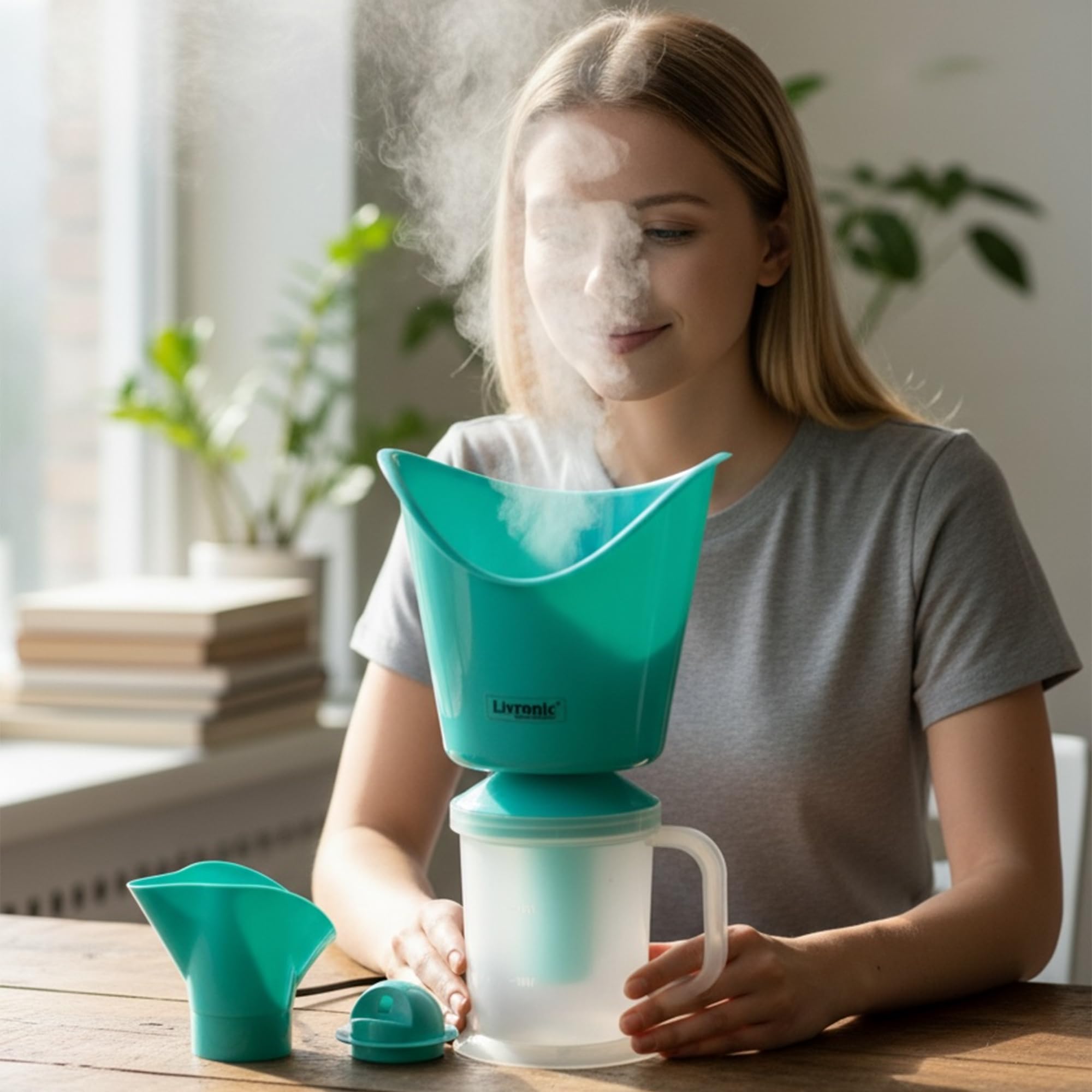 Livronic® 3 in 1 Steamer Vaporizer for Cold & Cough | Sauna Steam & Steamer Vaporizer for Face & Skin | Steam Inhaler Machine for Sinus, Congestion Relief – Adults & Kids (GREEN) 3