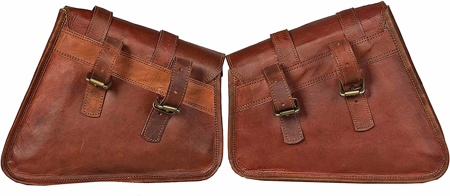 american blue Sacs de Selle de vélo en Cuir véritable Faits à la Main 2 x Sac à Outils de Voyage de vélo avec Sangles réglables pour Hommes Ensemble de 2