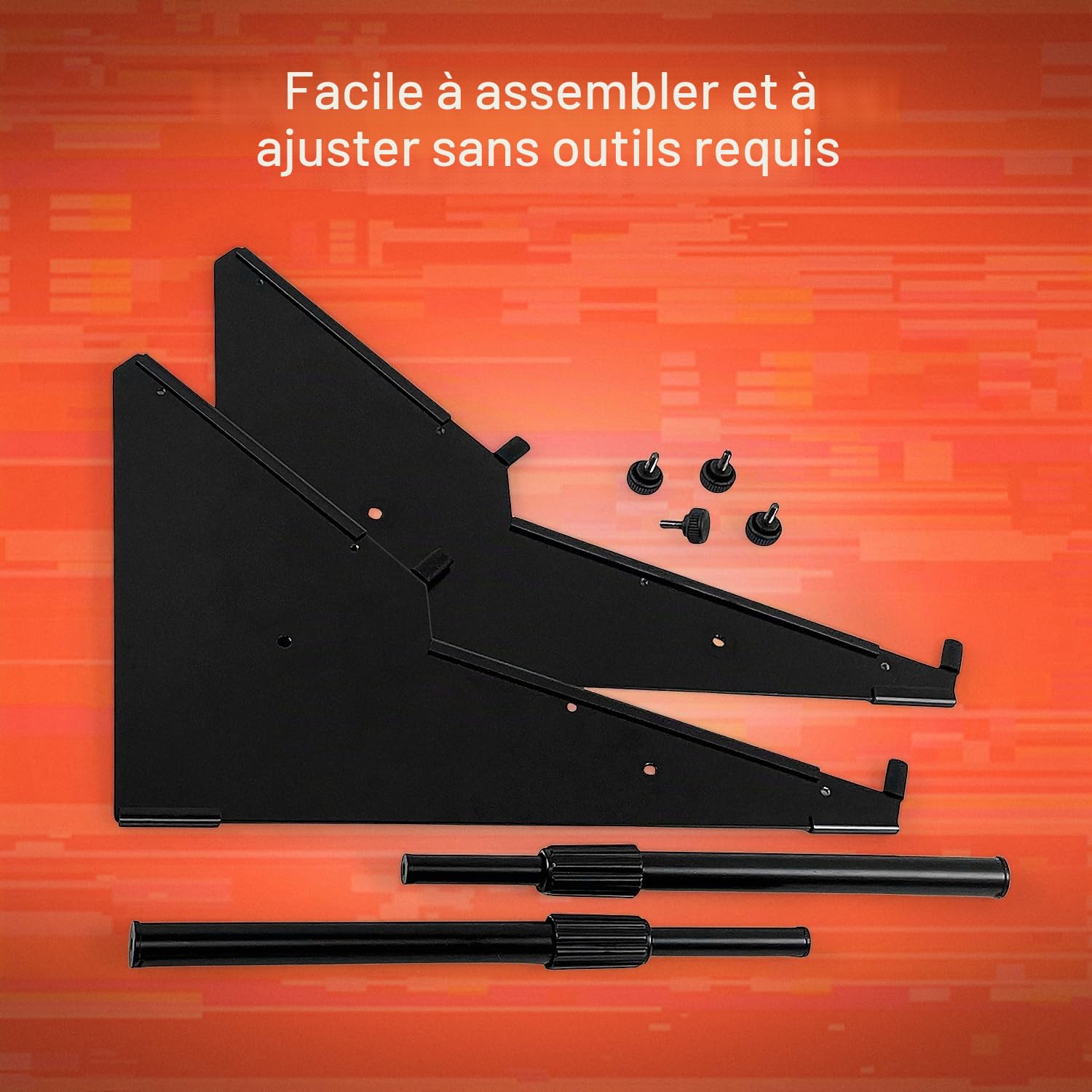 Analog Cases XTS Stand : Support de Bureau Professionnel à 2 Niveaux (équipement de Studio en tôle 100% Solide, Largeur réglable de 27 à 47 cm, Support DJ avec ergonomie améliorée)