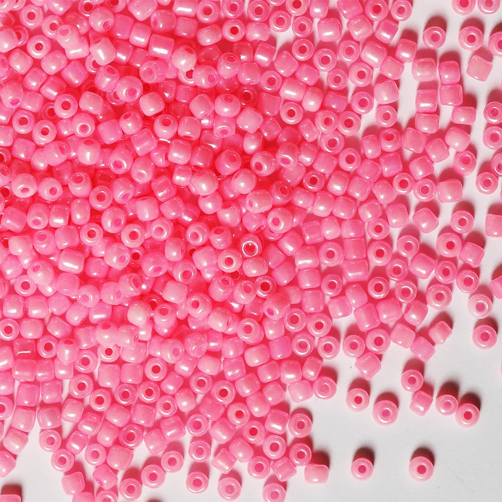 4mm Dark Pink Seed Beads for Jewelry Making 200 Grams About 3380pcs,6/0 Glass Craft Beads for Making Earrings, Bracelets, Pendants, Waist Jewelry, DIY Handmade Seed Beads(Dark Pink-4mm) — image 1