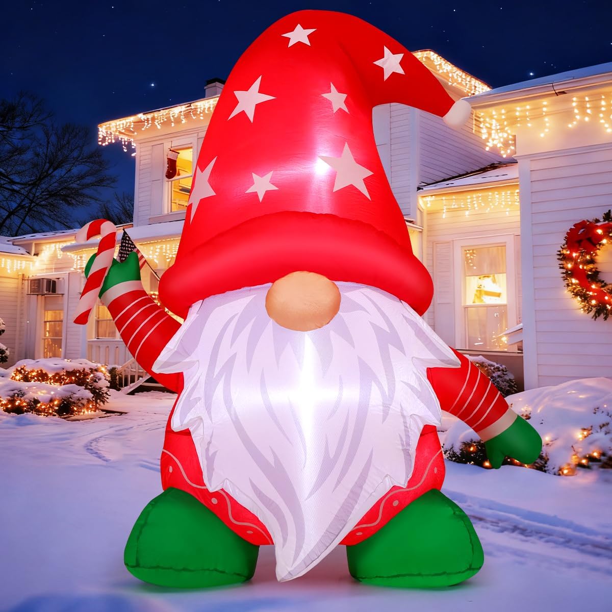 6FT LED Christmas Gnome Inflatable Decoration