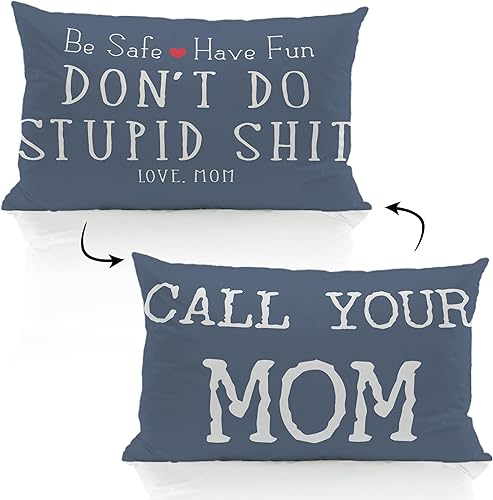 Miniatura 10 de ZJSYXXU Call Your Mom Be Safe Have Fun Don't Do Stupid Love Mom Funda de almohada reversible de 18 x 18 pulgadas (negro)