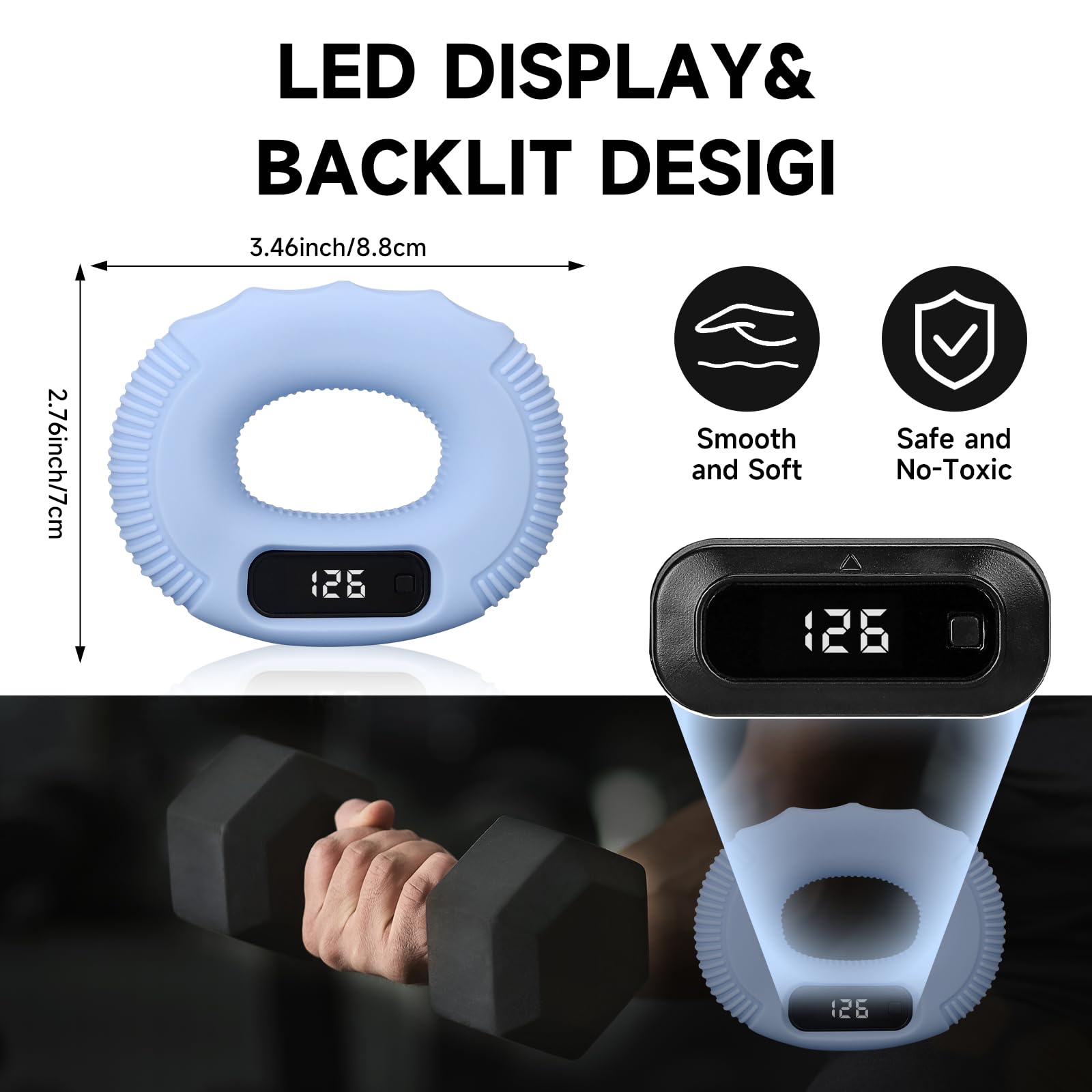 Hand Grip Strengthener, Grip Strength Trainer, Finger Exerciser Set, Forearm Grip workout, Silicone Hand Gripper, Great for Rock Climbing, Rehabilitation Training, Home and office