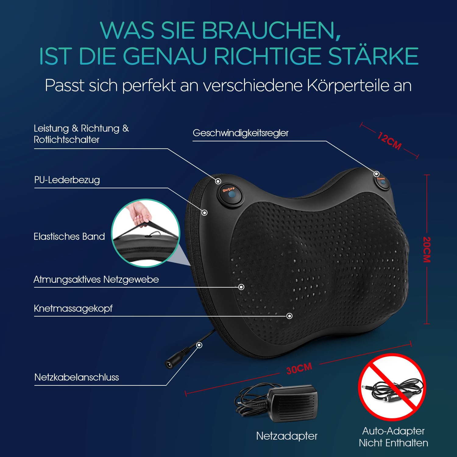Rücken- und Nackenmassagegerät, Shiatsu Nackenmassagegerät Kissen mit Wärme, rotierende Knoten für Taille, Beine, Körper Schmerzen zu lindern, Entspannung zu Hause Büro (Dark black)