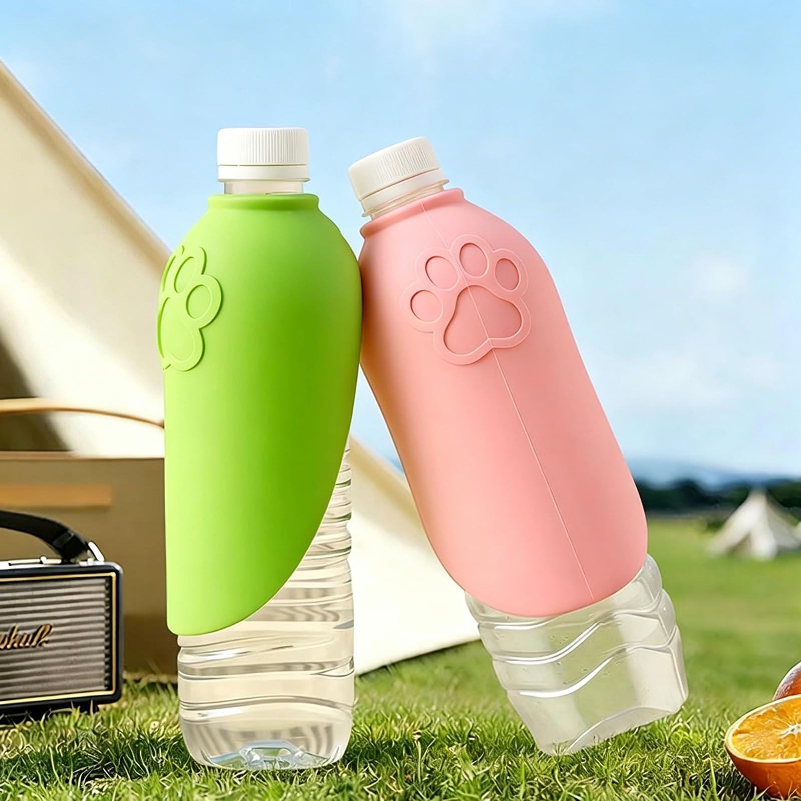 Silikon Trinkaufsatz Hunde Trinkflasche Hunde für Unterwegs Silikon Trinknapfaufsatz für herkömmliche Wasserflaschen Tragbare Hundetrinkflasche für unterwegs, Reisen und Spaziergänge (2pcs)