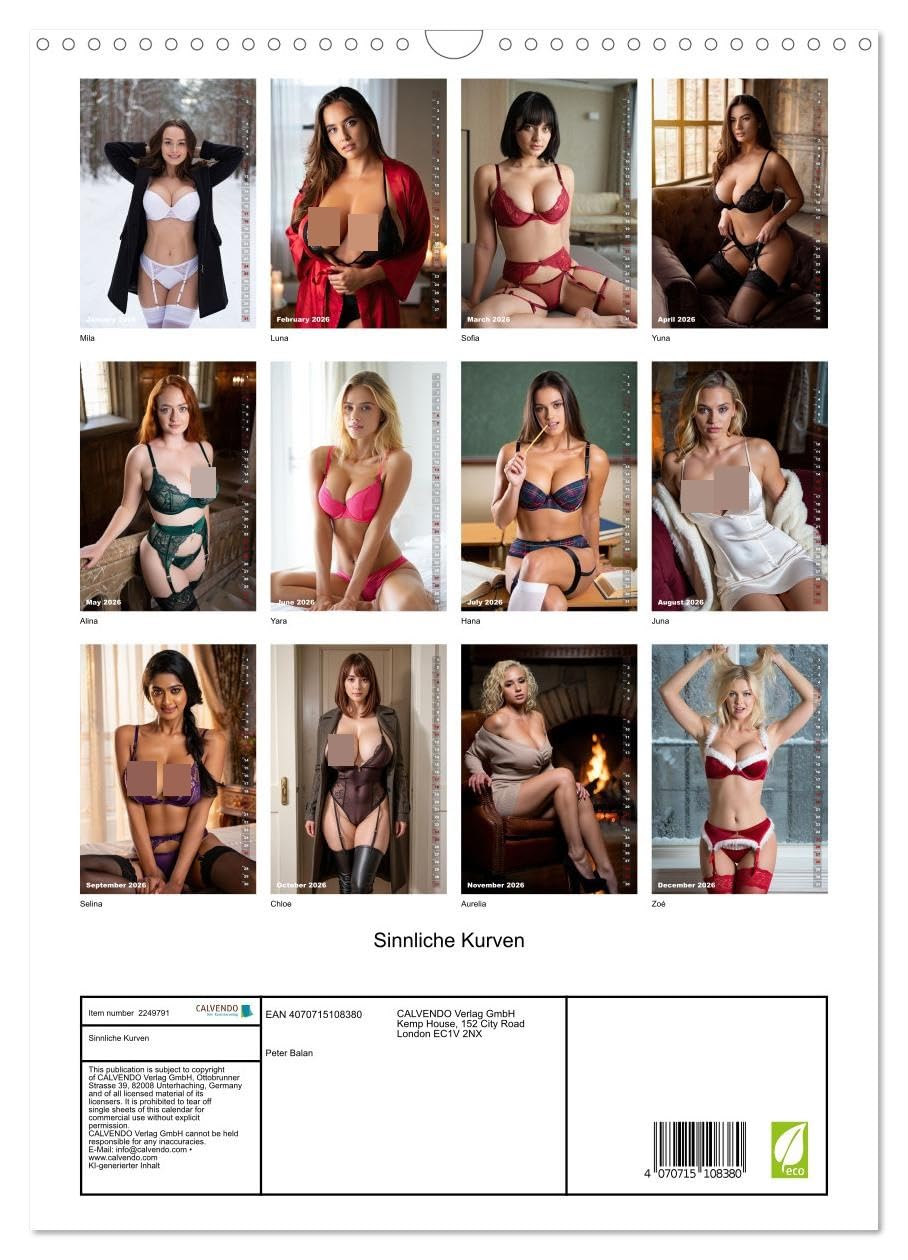 Sensual curves UK-Version (Wall Calendar 2026 DIN A3 Portrait), CALVENDO 12 Month Wall Calendar — image 1