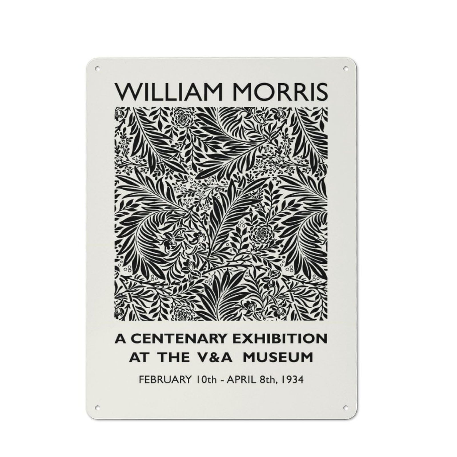 Junmoney Style-1 Tin Wall Plaque 40X30cm With William Morris Larkspur For Studio Or Craft Room, Suited To Studio Decor Lovers