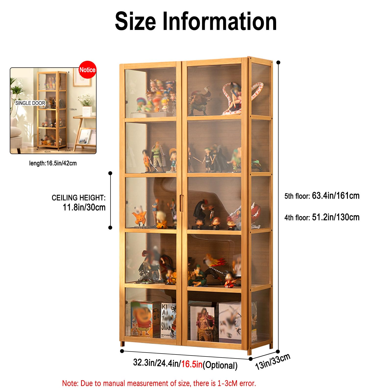 Vitrine En Verre Vitrine Pour Collection 53.14in Vitrine Murale Vitrine Verre Cadre En Bambou Naturel Vitrine Bibliothu00e8Que Pour Chambre De Jeu Meuble Vitrine Acrylique