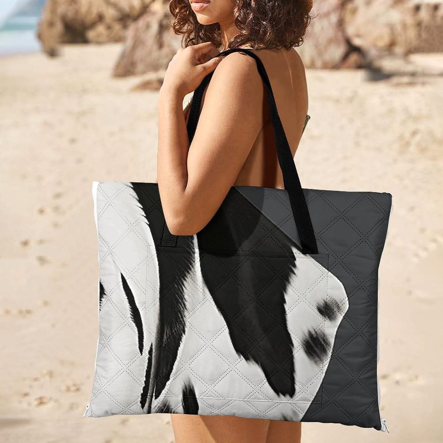 Dalmatian Picnic Blanket with Zipper Water Resistant Sand Free Picnic Mat Washable Foldable Easy Carry Beach Blanket for Lawn Beach Hiking Camping