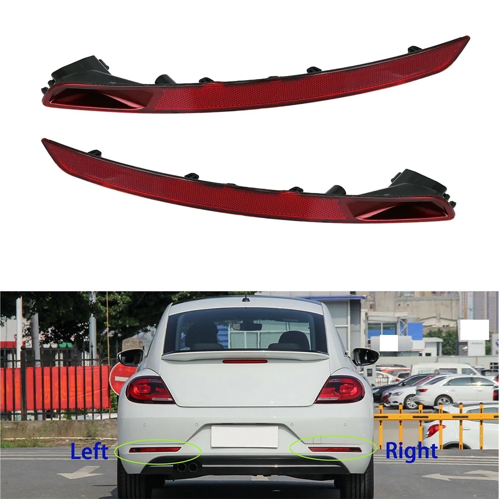 Reflector Trasero Compatible Con VW Para Beetle 2017-2019 Reflector Parachoques Trasero Coche Lámpara Parada Kit Luz Advertencia Señal Giro Accesorios 5C5945701D