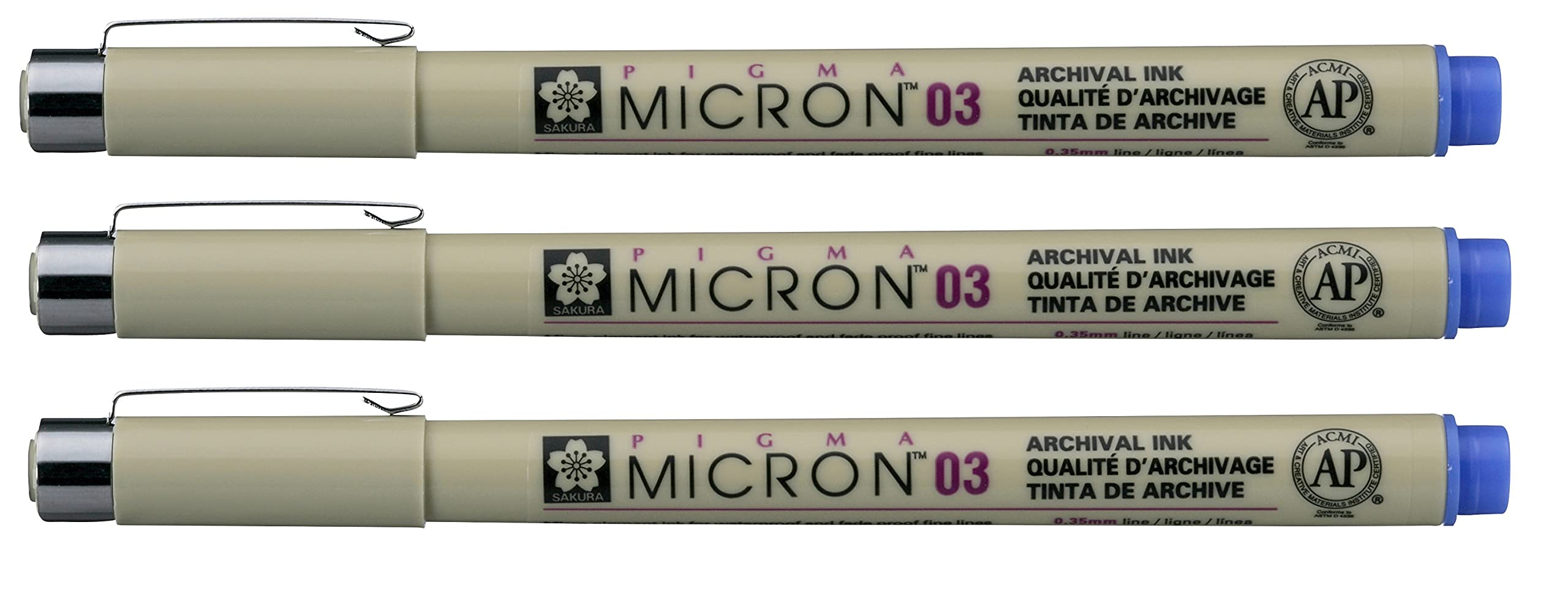 Sakura of America SAKXSDK03.36 Pigma Micron Pen Bulk 0.35 mm. Blue, Pack Of 3-image-10