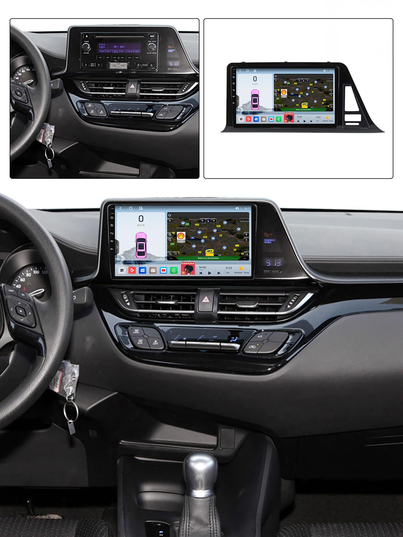 Android 14 Car Radio para Toyota C-HR CHR 2016 2017 2018 2019 2020 2 DIN de Coche NAVEGACIÓN con Pantalla Táctil 9 Pulgadas Reproductor Multimedia Autoradio FM SWC Carplay Auto (M100CP 4core 1+32G) — view 3