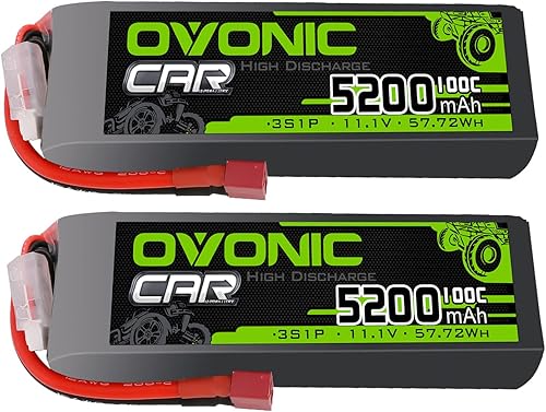 OVONIC Lipo Battery 3S 11.1V 100C 5200mAh Batería suave con conector T estilo Dean para coches RC barco, camión, helicóptero, avión, carreras de