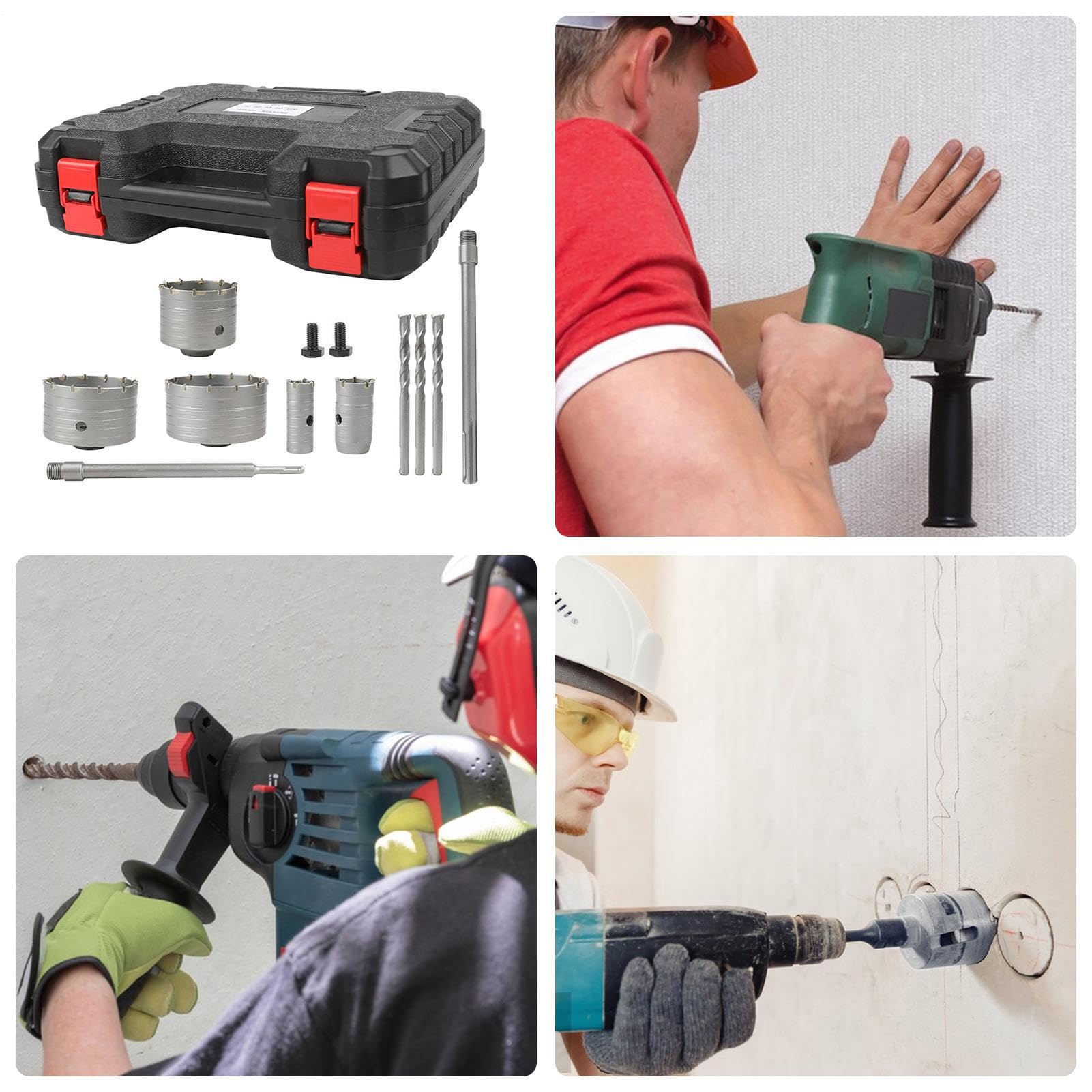 Kit Foratutto per Legno,Fresa per Muratura e Calcestruzzo - Perforazione per Lavori Idraulici Elettrici