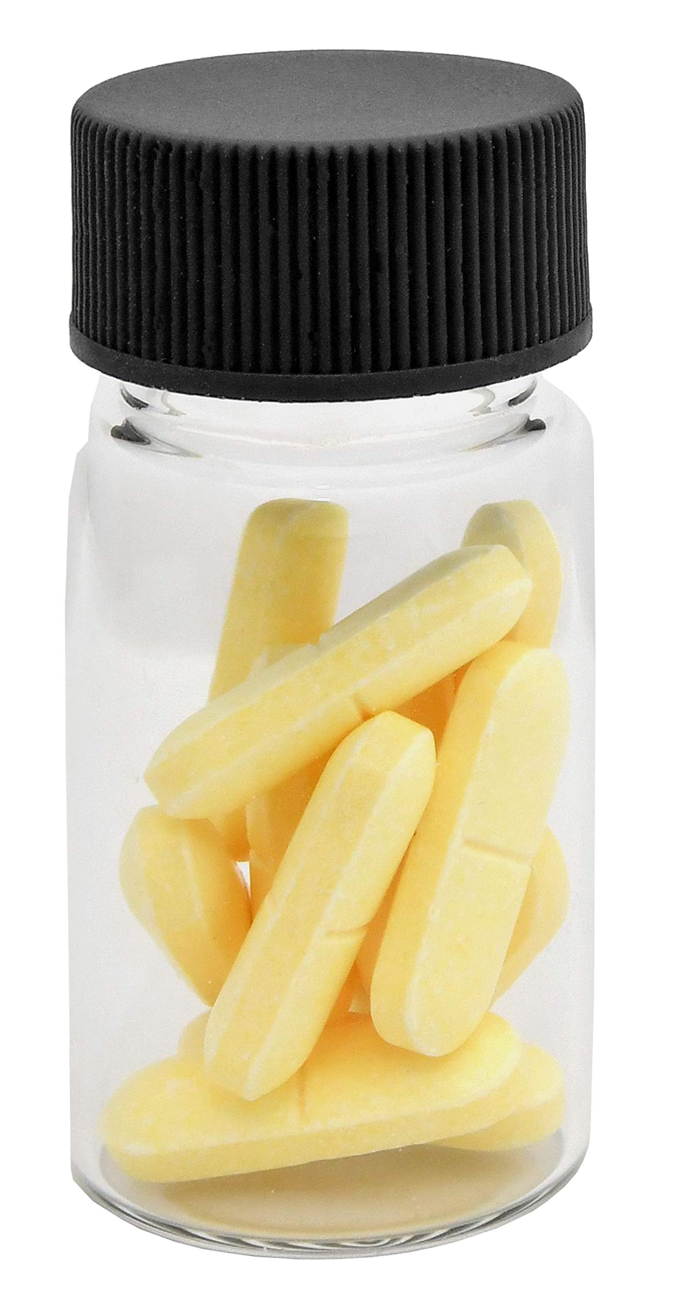 113 Stück Glasflasche mit Schraubverschluss, Probenflasche, Probierfläschchen, Schraubgläschen, 57mm x Ø27,5mm, Laborglas klar mit Schraubdeckel schwarz
