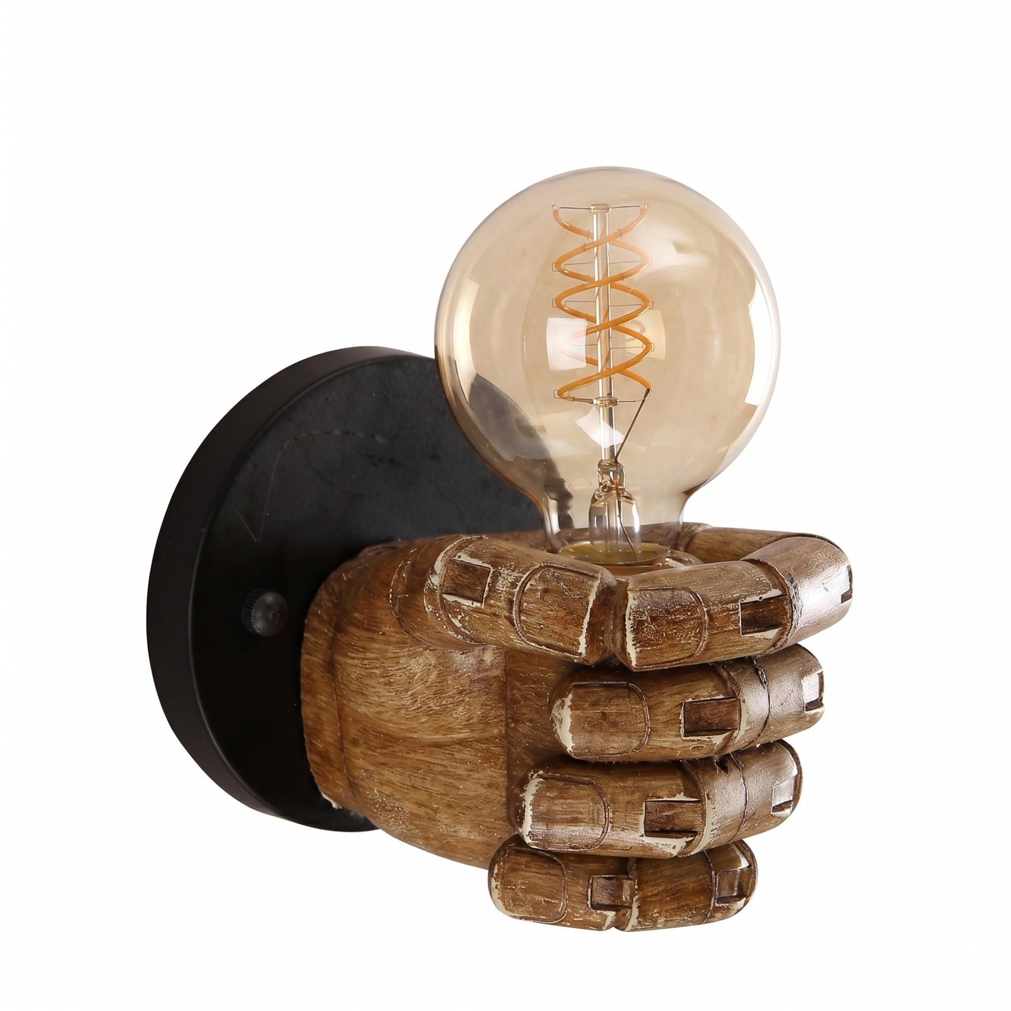 NHPJFDC Industrial Fist Wall Sconce Lighting, Vintage Resin Hand Wall Light Fixture, Retro Steampunk Fist Lamp for Loft, Bar, Cafe, Creative Resin Art Sconce for Hallway, Bedroom, Restaurant