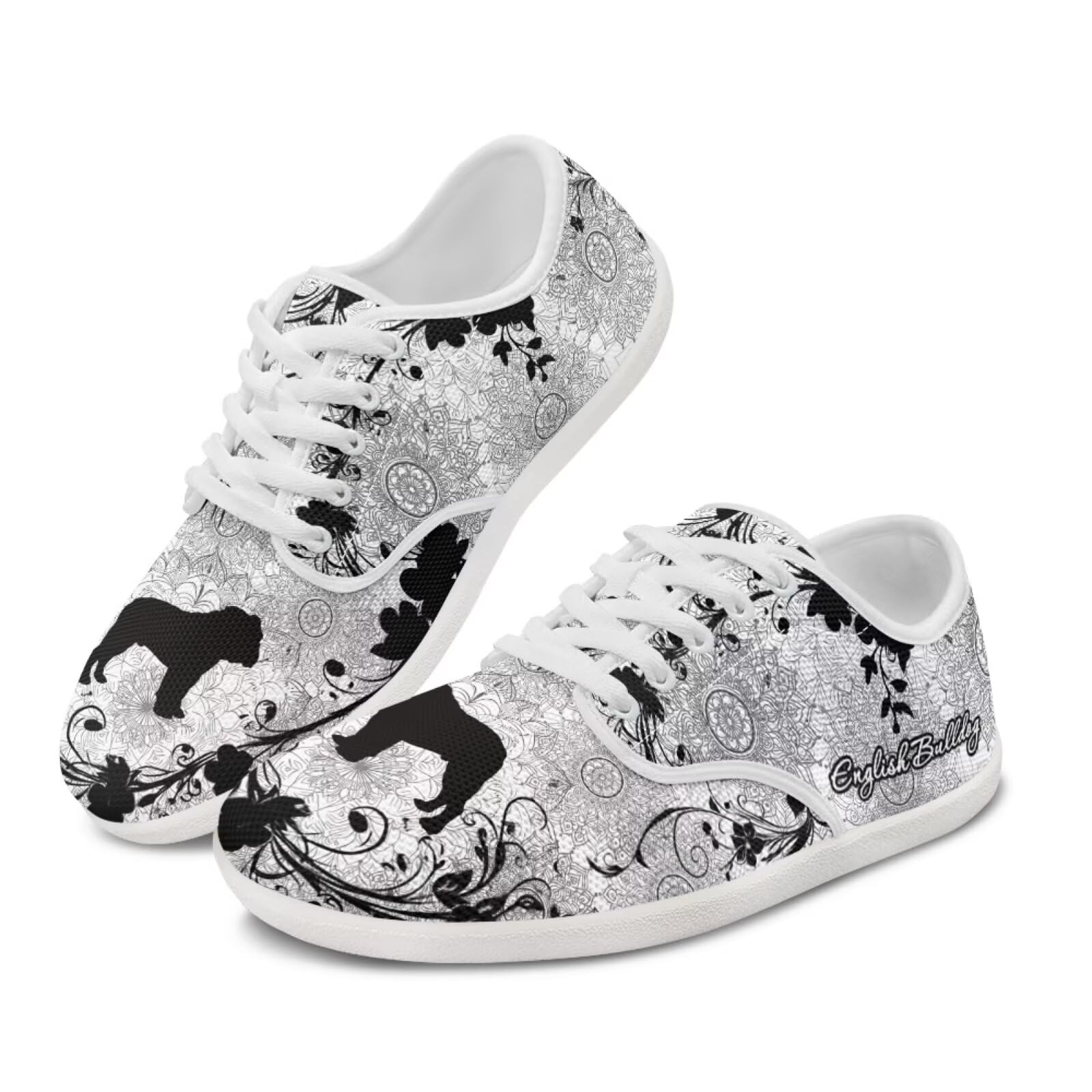 Glomenade Wide Toe Barefoot Shoes Women 2033 New Slip On Barefoot English Bulldog Womens Breathable Laces Up Ultra Light Vitality Shoes