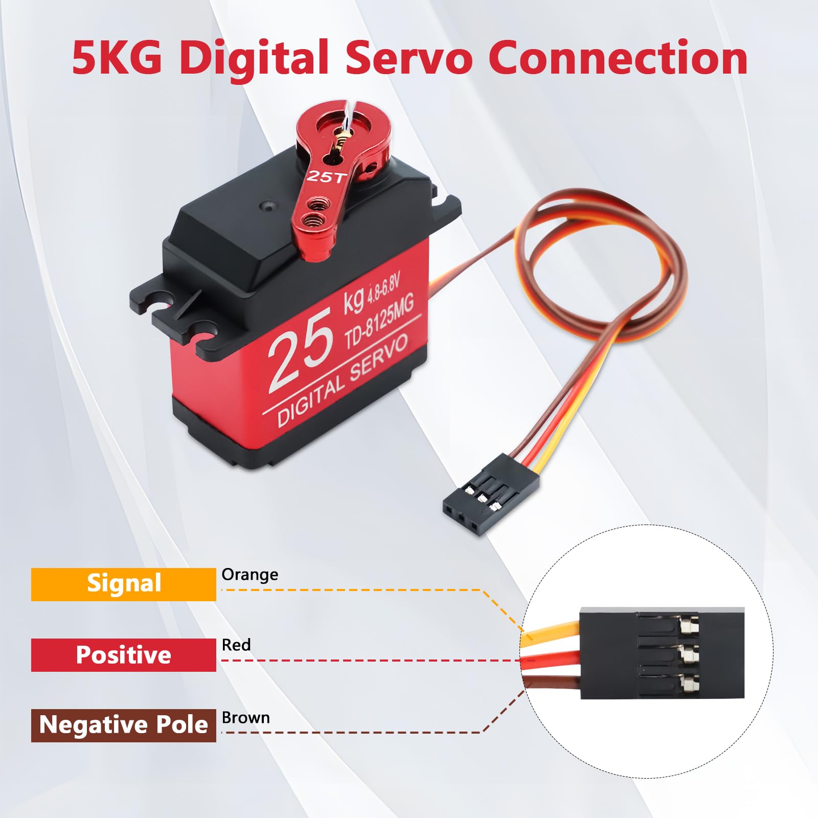DS3225 25 kg servomotore digitale AYWHP 2 PCS ingranaggio in metallo ad alta coppia impermeabile digitale 4.8-6.8V Micro Servo Motore per RC Auto Robot Compatibile con Arduino