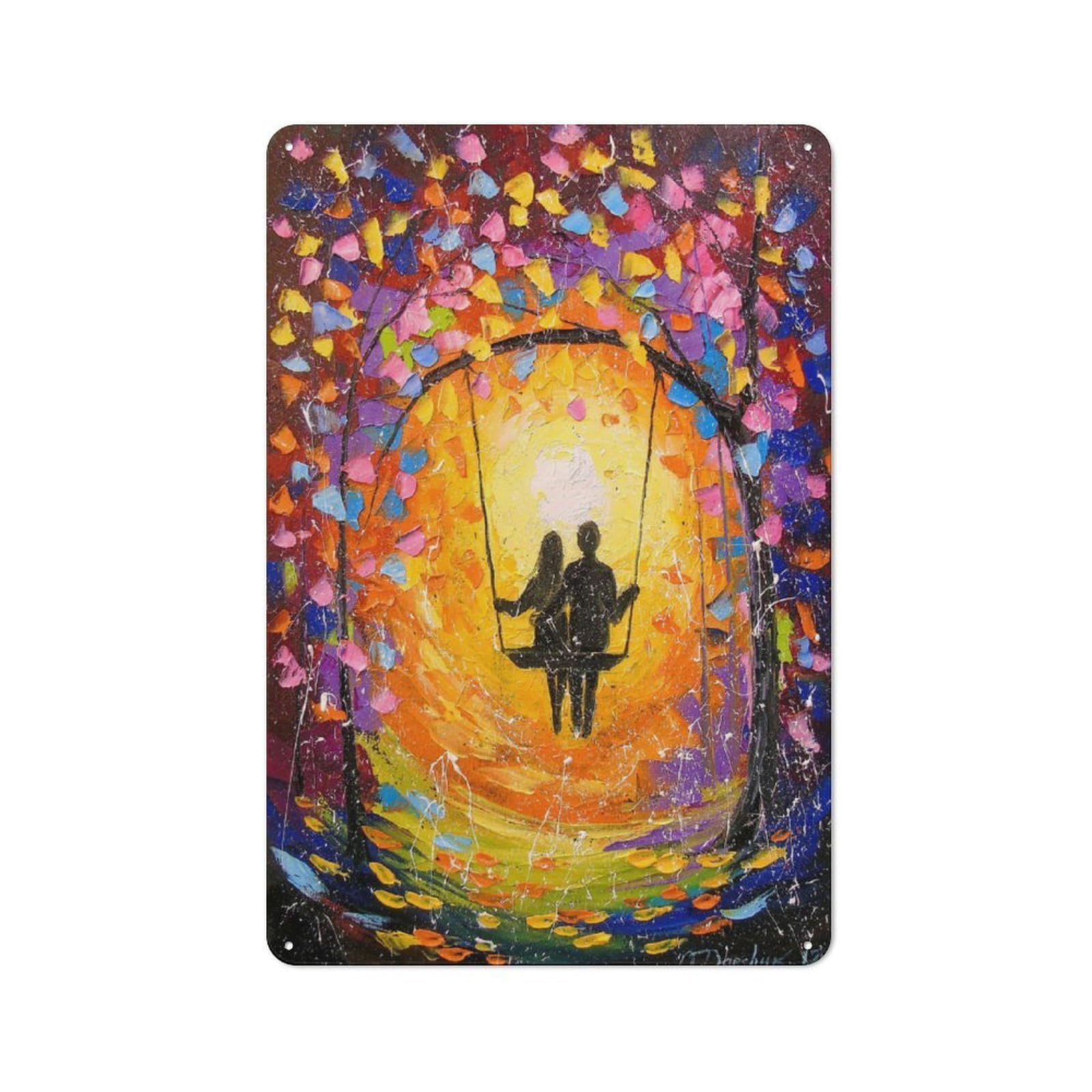 Junmoney Eternal Love Friendly Metal Wall Decor 30X20cm, Decorative Metal Plaque For Tea Room, Shop Wall Or Breakfast Area