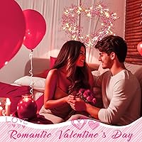 Vista 6 de Guirnalda de 40 luces LED con forma de corazón para el día de San Valentín con corazones y cuentas, funciona con pilas, romántica decoración del día