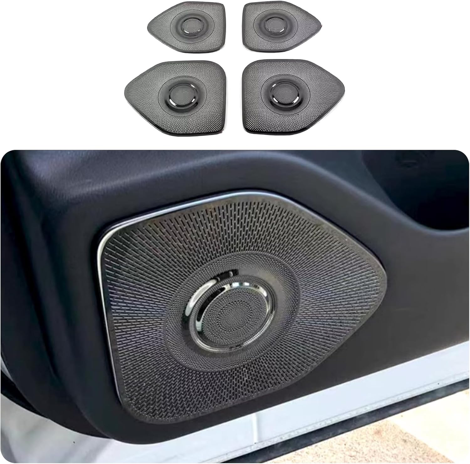 Car Accessories Fit for Nissan New Rogue 2021 2022 2023 2024 Inner Car Door Panel Audio Cover Trim (Black Titanium) 4PCS Stainless Steel