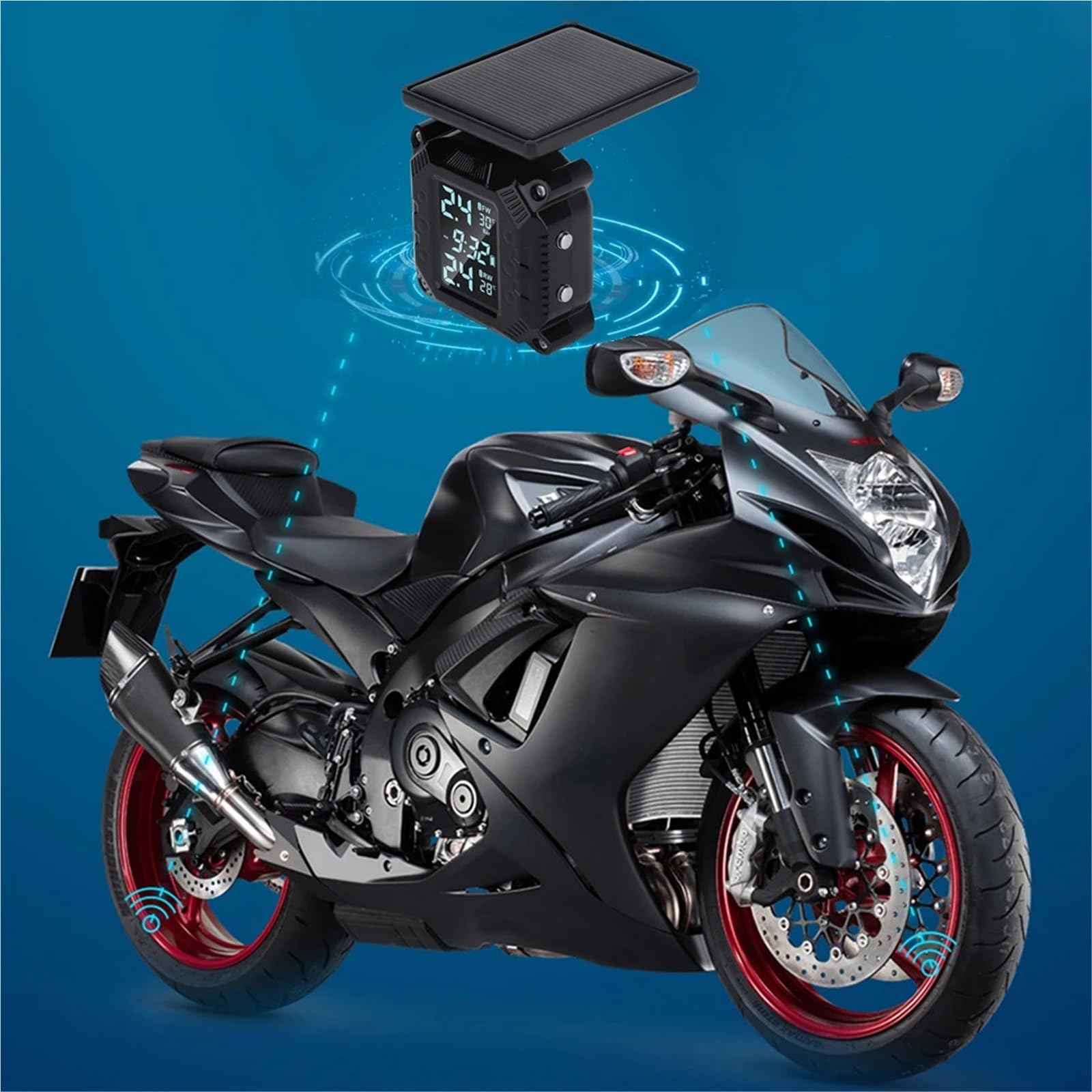 Sensor de Presión de Neumáticos Monitoreo Presión Neumáticos TPMS para Motocicletas Y Scooters para 2 Sensores Externos
