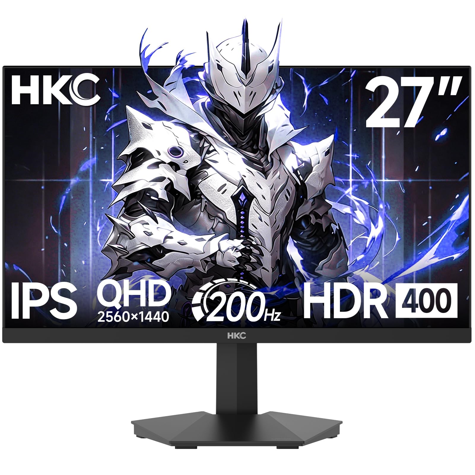 HKC 27 inch QHD Gaming Monitor,2K,1440p,200Hz, IPS, 1ms, 95% DCI-P3, HDR 400, Computer Monitor,350cd/㎡,Adaptive Sync,2x HDMI 2.0 & DP 1.4, Tilt/VESA Mount, G27H2DPro