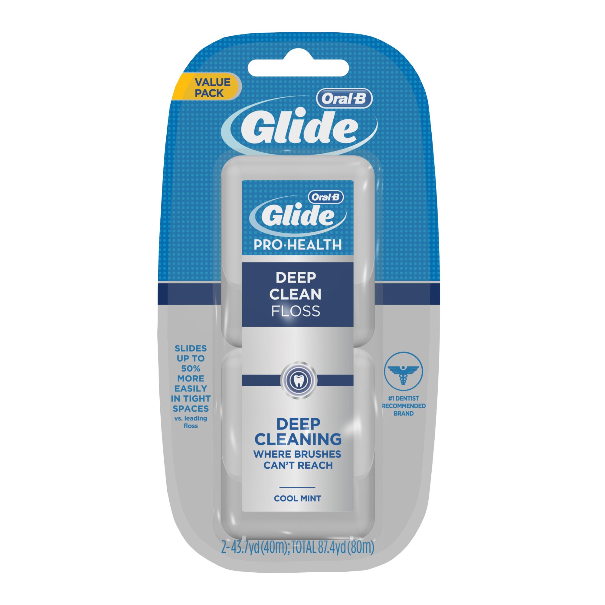 Oral-B Glide Deep Clean Floss Cool Mint Twin Pack 87.40 Yards (Pack of 3)