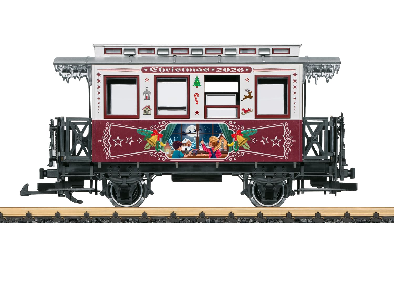 LGB – 36026 Weihnachtswagen 2026 – Güterwagen mit festlicher Gestaltung – Sammlerwagen Gartenbahn – Weihnachten – Spur G 1:22,5 – ab 15 Jahre