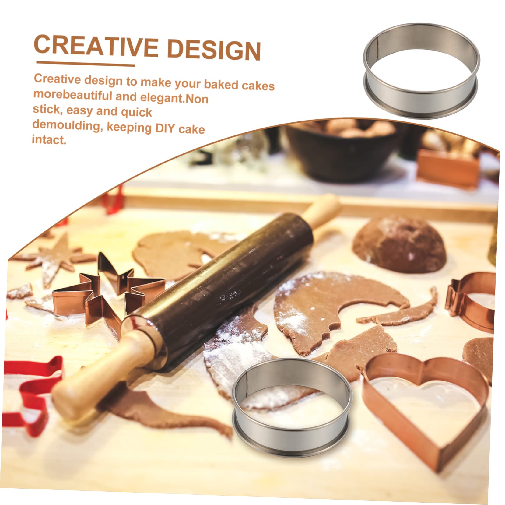 OFFSCH 8pcs Mousse Ring Molds Stainless Steel Baking Tools Cookie Tins for Baking