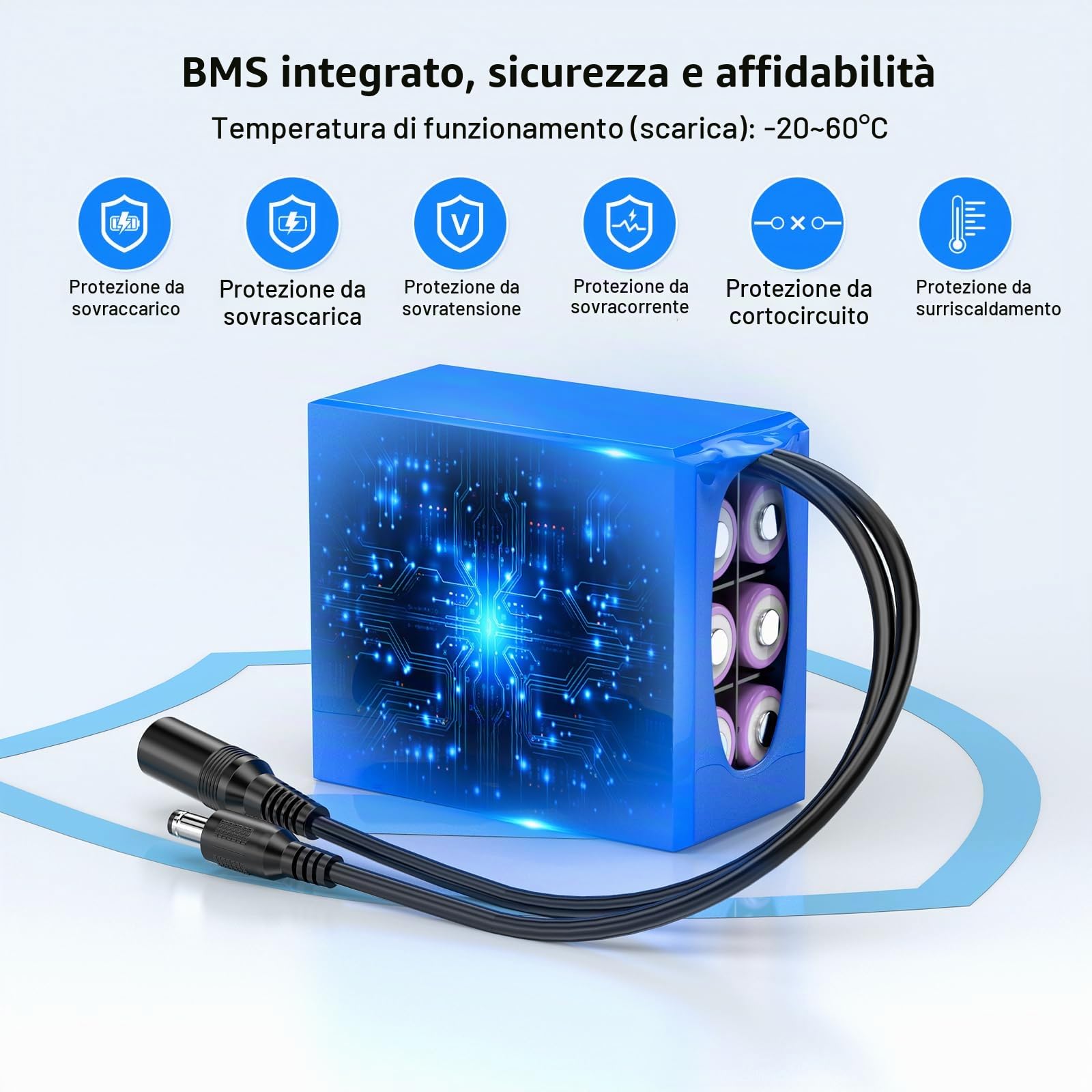 NASTIMA 6400mAh 71,04Wh 12V Batteria Ricaricabile Agli Ioni di Litio | Adatta per Fotocamere, Videocamere, Lettori MP3, Telecamere CCTV, Router, Radio, ecc. Include Caricabatterie e Connettore
