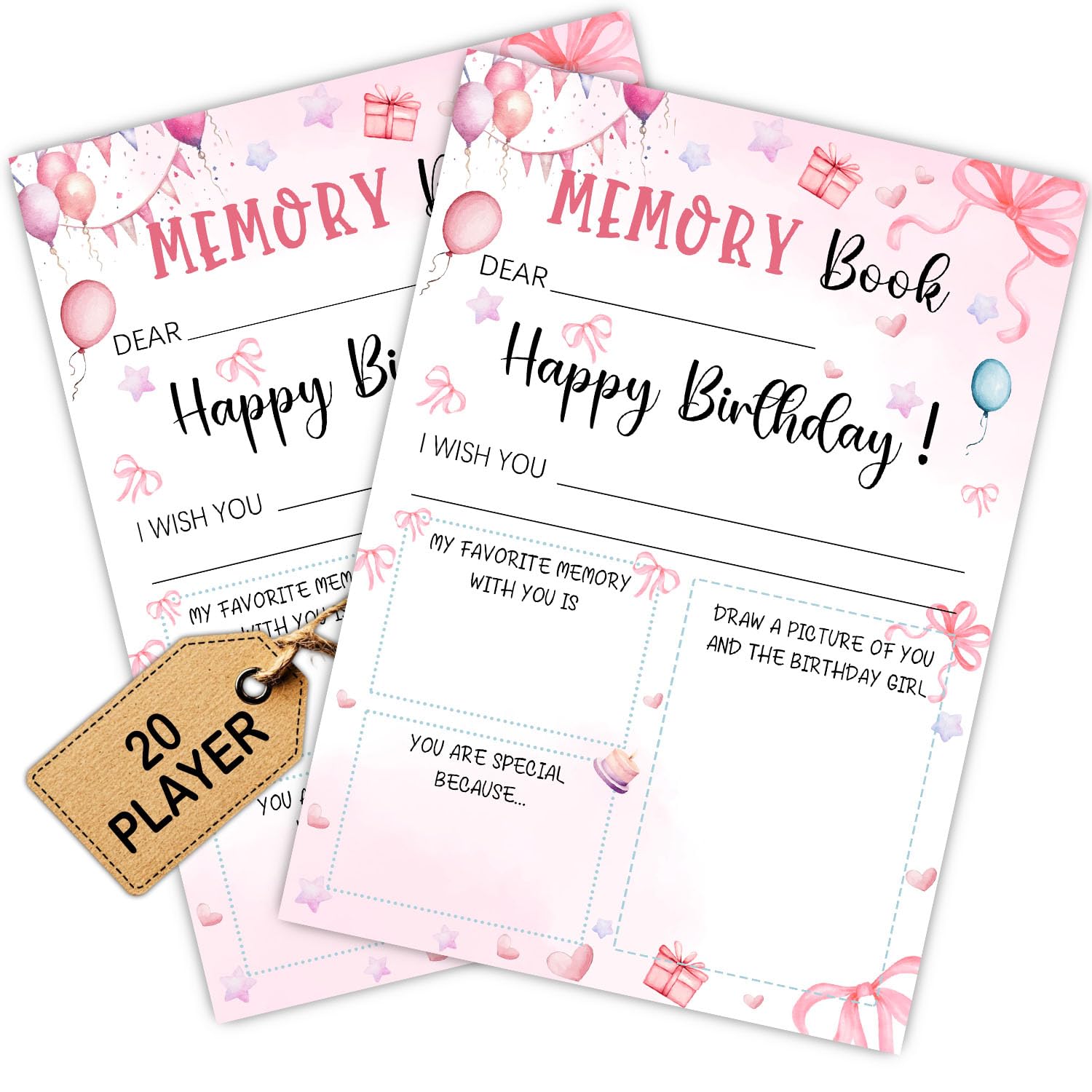 Pink Slumber Party Game Cards 20ct Sleepover Set