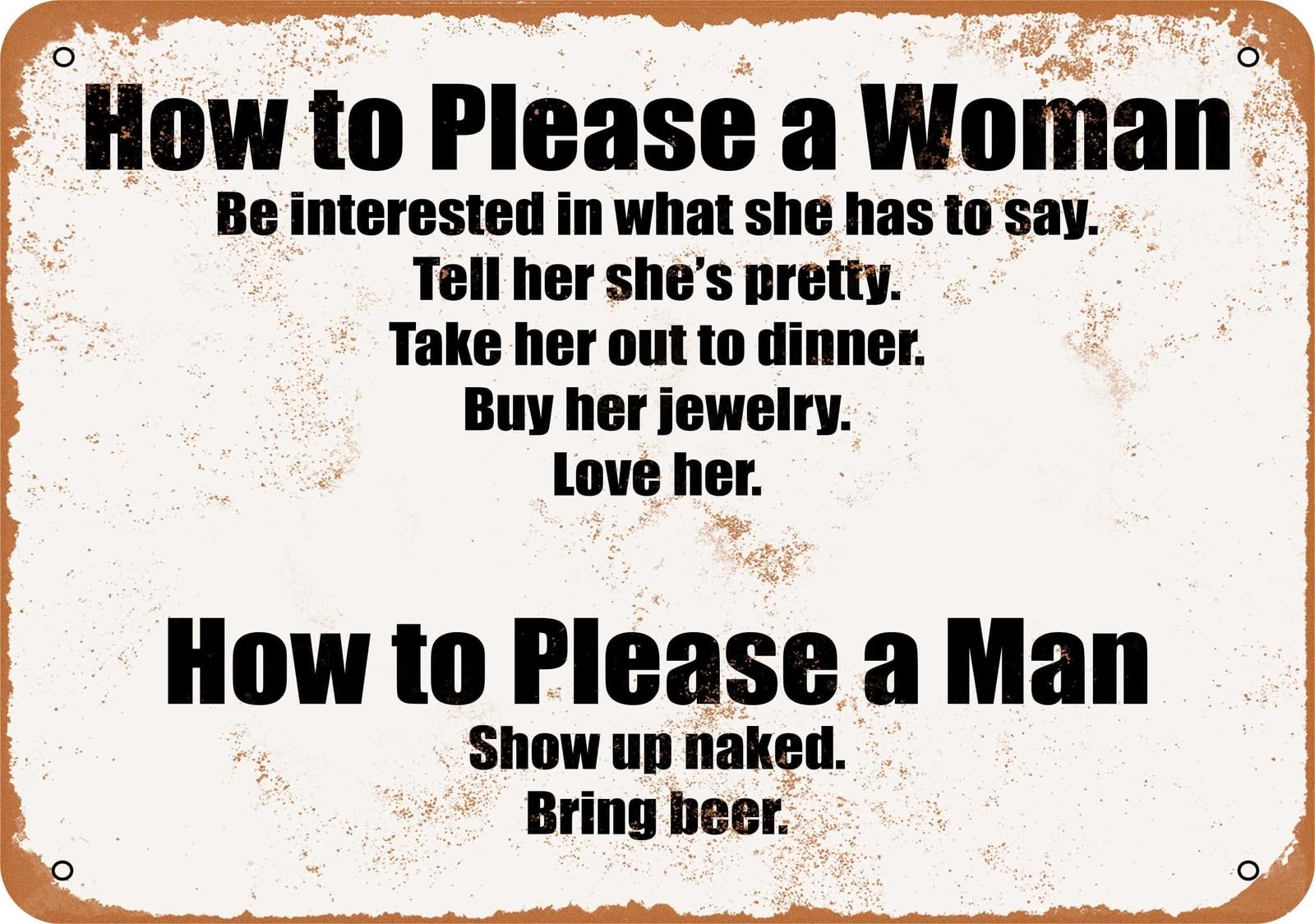Miaomansenstore Metal Sign - How To Please A Woman And A Man- Vintage Look Home Decor