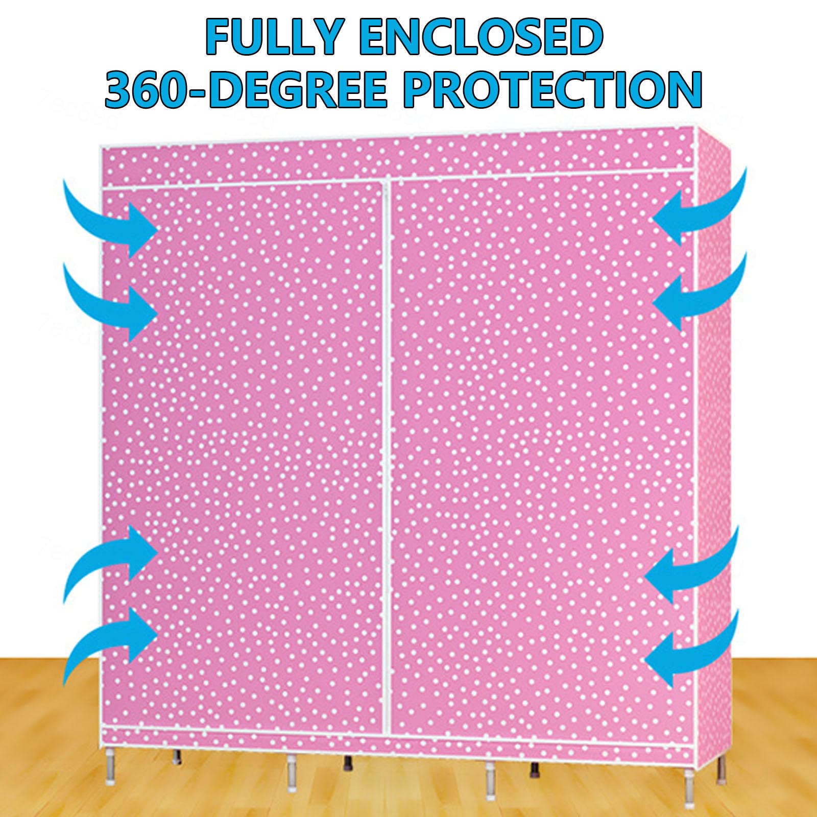 Kleiderschrank aus Segeltuch, Stoffgarderobe, faltbarer Kleiderschrank, Aufbewahrungsorganisator mit Kleiderstange, Kleiderschrankregale für Schlafzimmer, Pink-105 x 46 x 156 cm