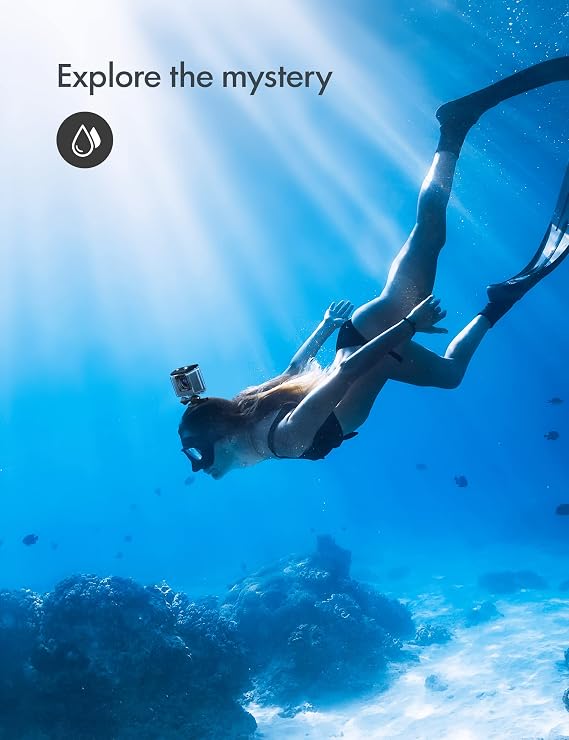 WOLFANG Action Camera 4K 24MP WiFi GA200, 40M Waterproof Underwater Camera for Snorkeling, EIS 170° Wide Angle Dual Screen Vlogging Camera with External Microphone, Charger, Remote Control